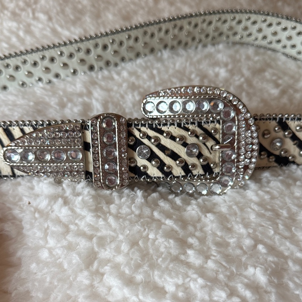 Crystal Embellished Animal Print Belt